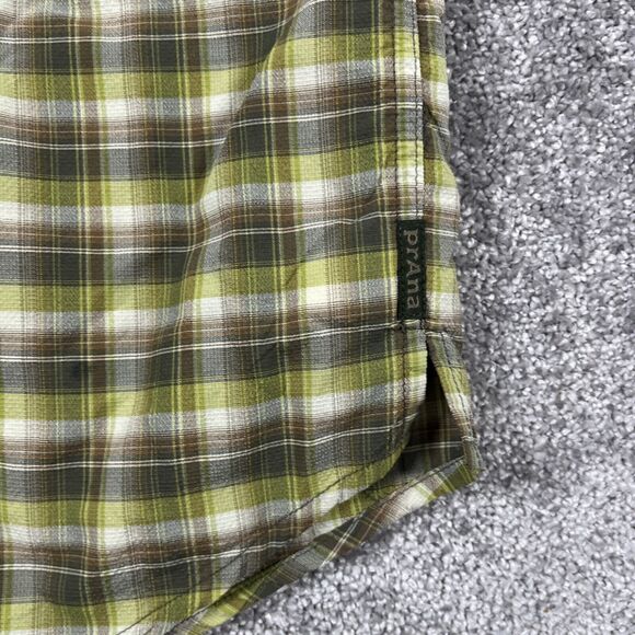 Prana Shirt Mens Extra‎ Large Button Up Plaid Breathable Outdoors Mesh Green - Picture 8 of 16